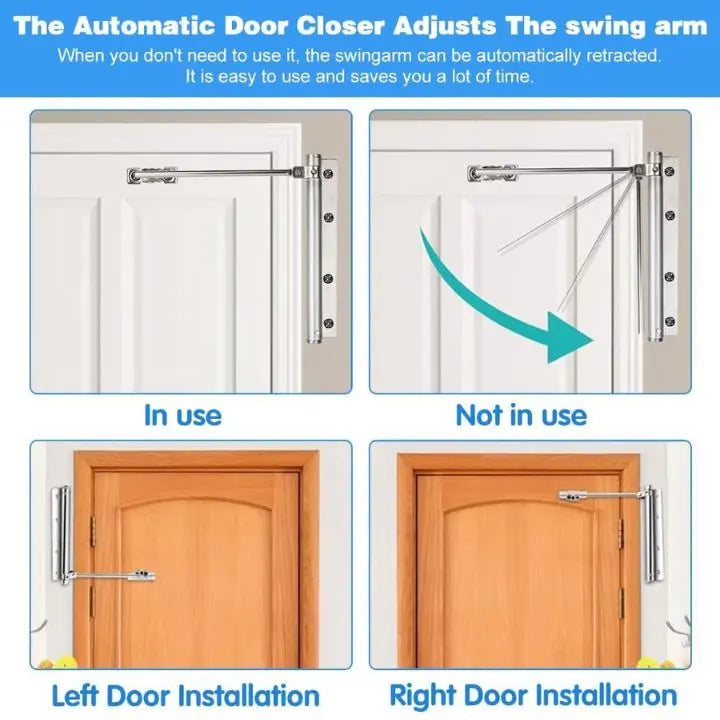 Stornfield | Automatic door closer – Stainless steel, quiet, easy installation