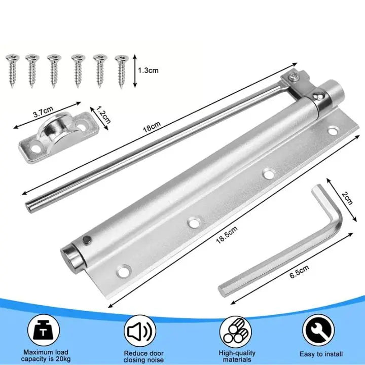 Stornfield | Automatic door closer – Stainless steel, quiet, easy installation