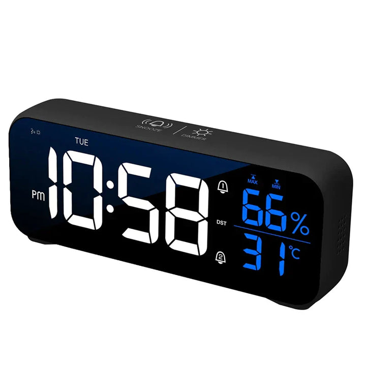Multipurpose Musical LED Desk Clock with Alarm Function, Temperature and Humidity Display – Digital Clock for Desk and Bedroom | Stornfield