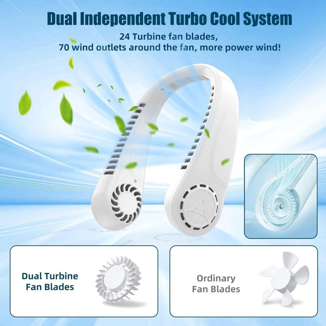 Portable Neck Fans - Portable 5 Speed Neck Fan USB Rechargeable Neckband Bladeless Cooler | Stornfield