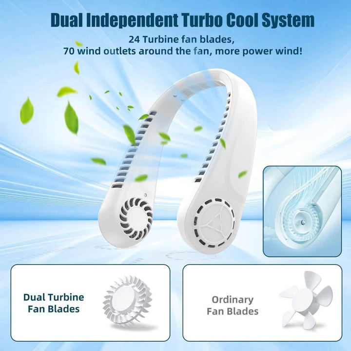 Portable Neck Fans - Portable 5 Speed Neck Fan USB Rechargeable Neckband Bladeless Cooler | Stornfield