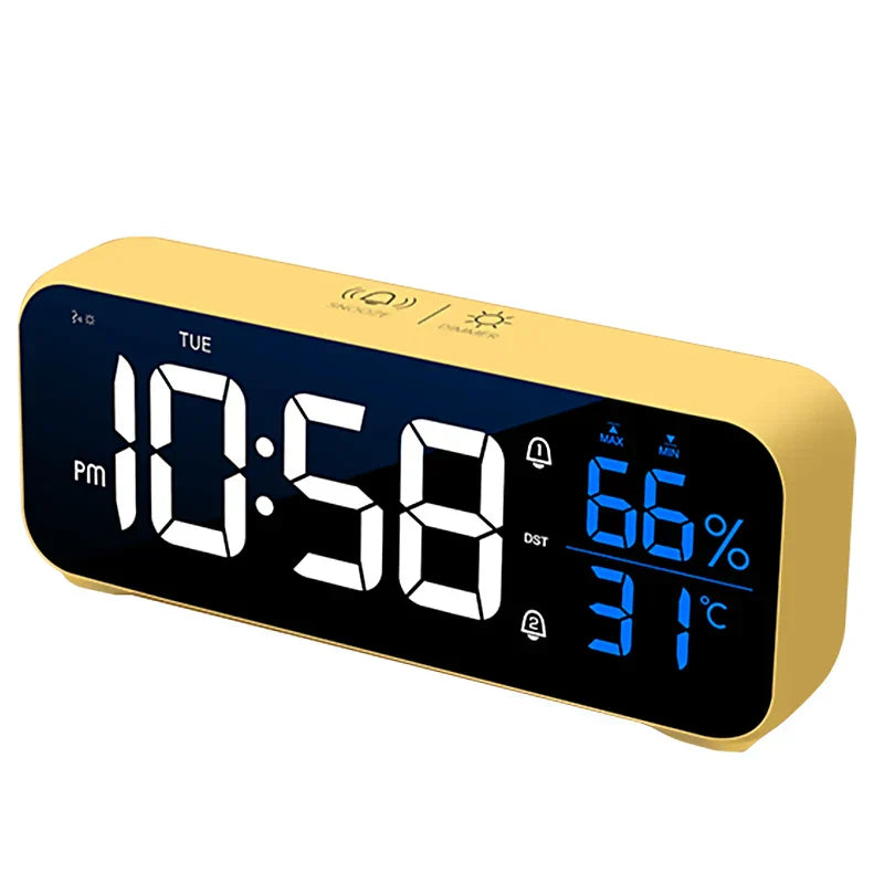 Multipurpose Musical LED Desk Clock with Alarm Function, Temperature and Humidity Display – Digital Clock for Desk and Bedroom | Stornfield