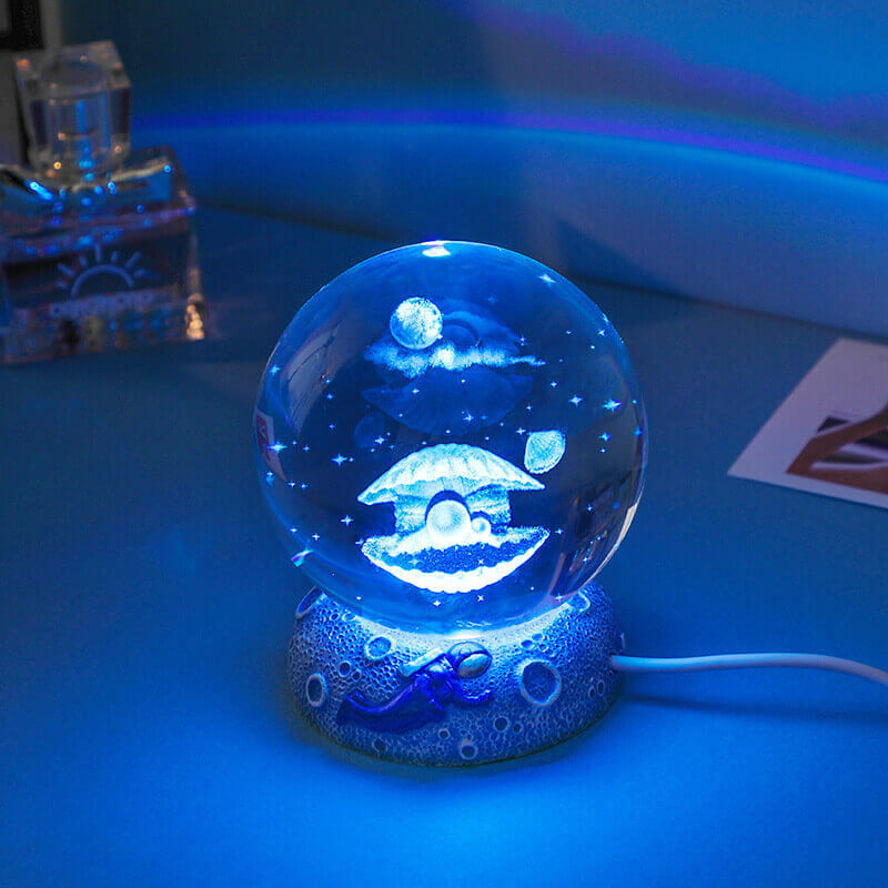Stornfield | AquaGlobe Crystal Ball Night Light | Underwater World LED Lamp | Mood Light & Home Decor