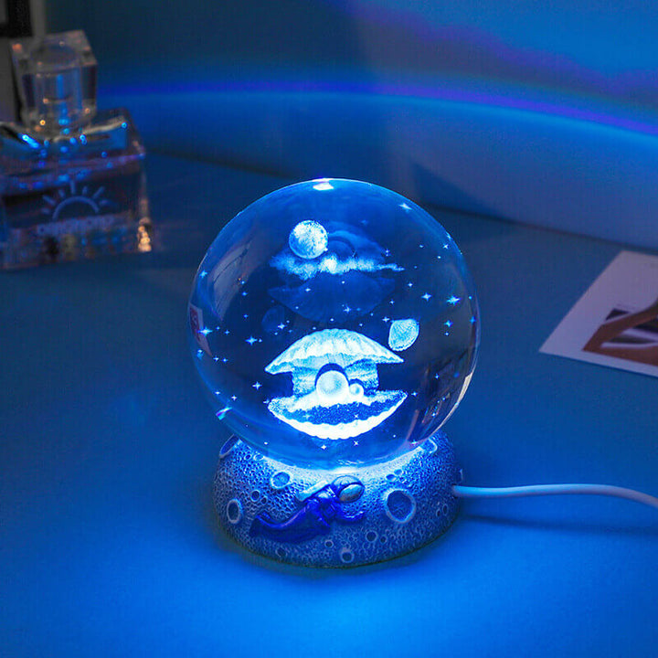 Stornfield | AquaGlobe Crystal Ball Night Light | Underwater World LED Lamp | Mood Light & Home Decor