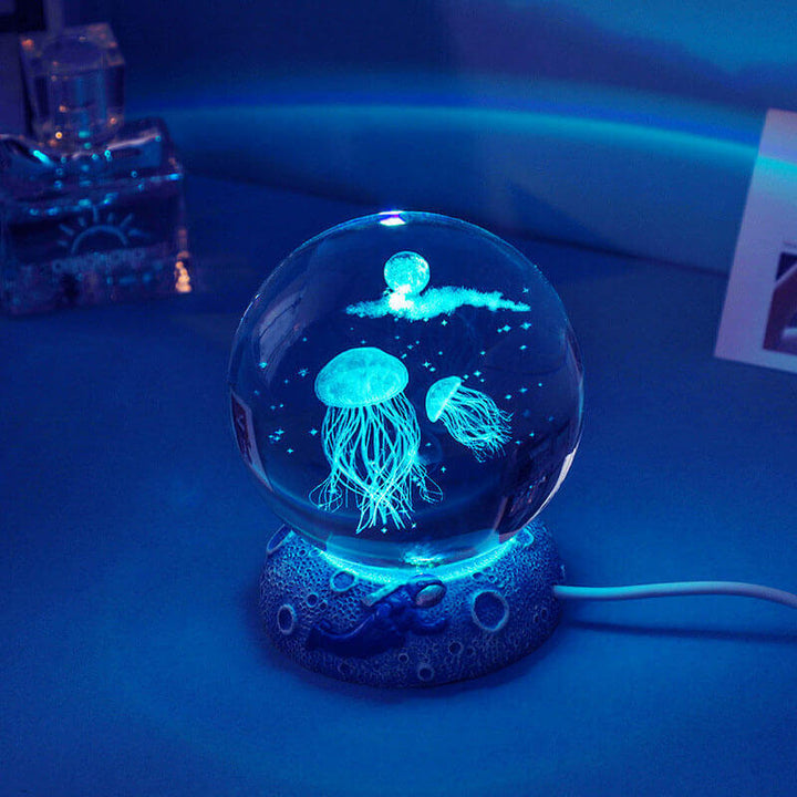 Stornfield | AquaGlobe Crystal Ball Night Light | Underwater World LED Lamp | Mood Light & Home Decor