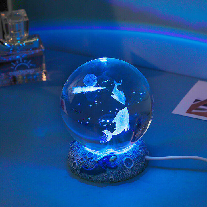 Stornfield | AquaGlobe Crystal Ball Night Light | Underwater World LED Lamp | Mood Light & Home Decor