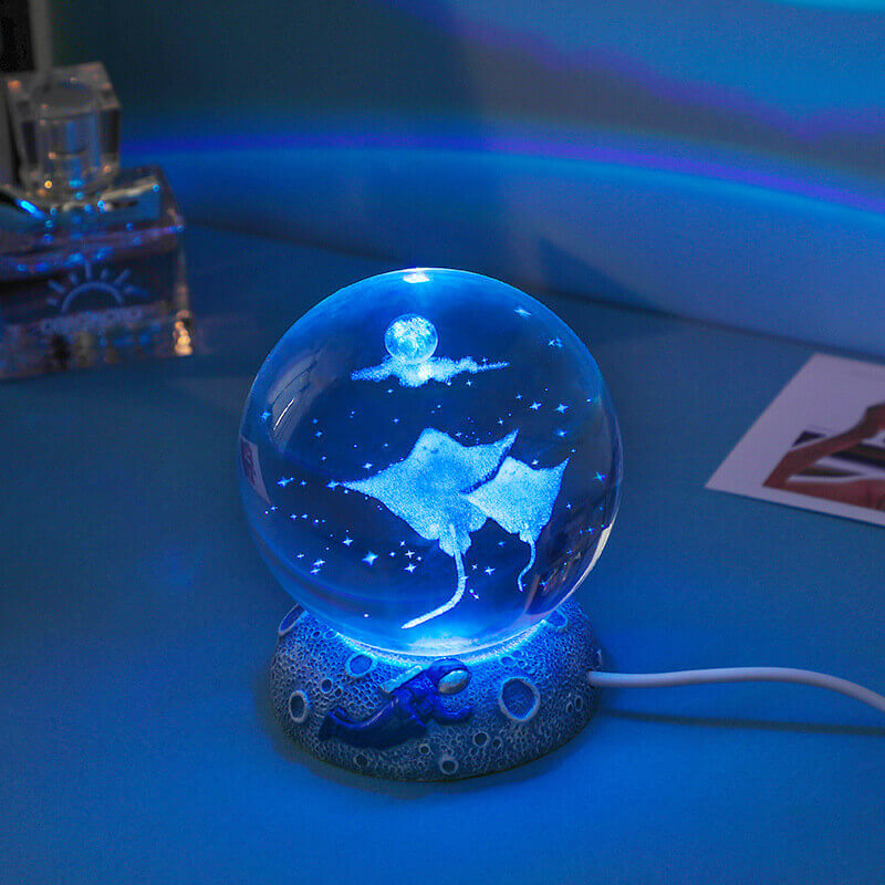 Stornfield | AquaGlobe Crystal Ball Night Light | Underwater World LED Lamp | Mood Light & Home Decor