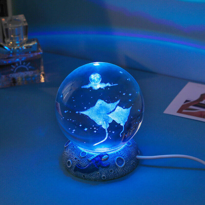 Stornfield | AquaGlobe Crystal Ball Night Light | Underwater World LED Lamp | Mood Light & Home Decor