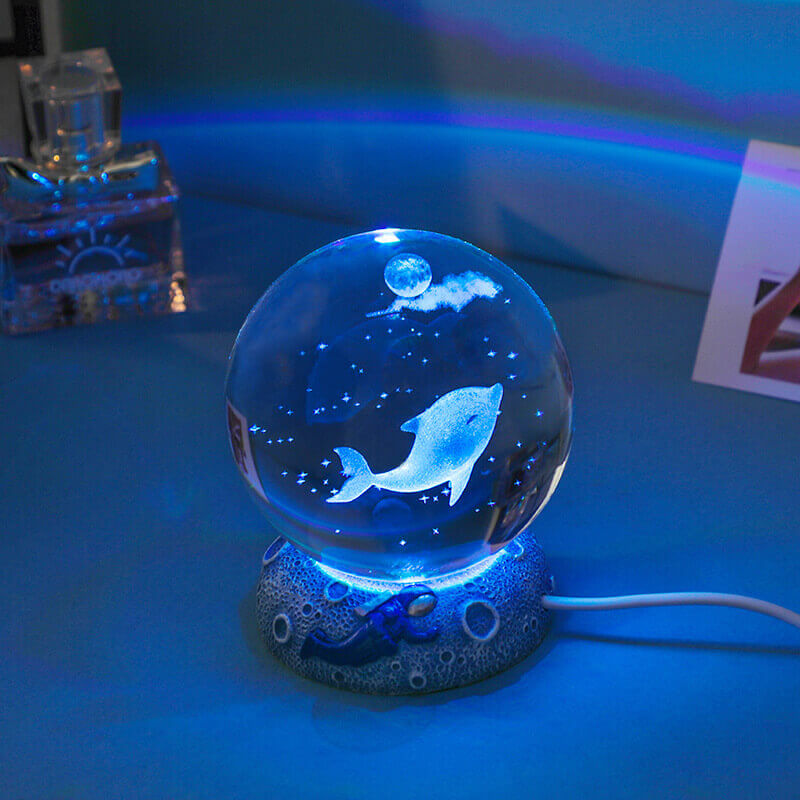 Stornfield | AquaGlobe Crystal Ball Night Light | Underwater World LED Lamp | Mood Light & Home Decor