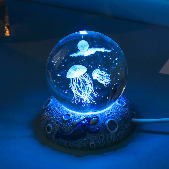 Stornfield | AquaGlobe Crystal Ball Night Light | Underwater World LED Lamp | Mood Light & Home Decor