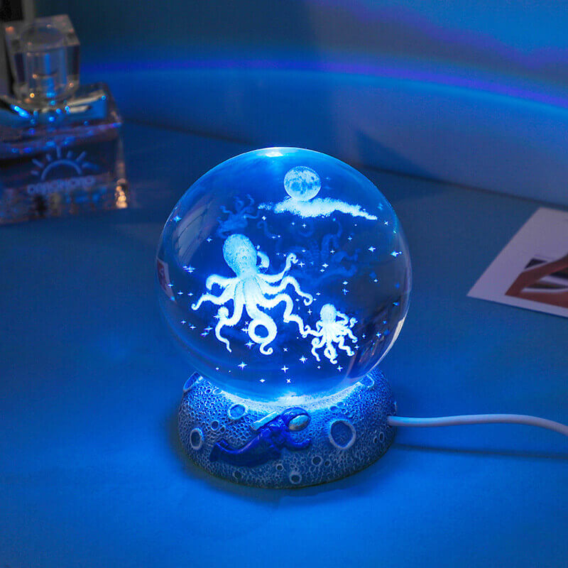 Stornfield | AquaGlobe Crystal Ball Night Light | Underwater World LED Lamp | Mood Light & Home Decor
