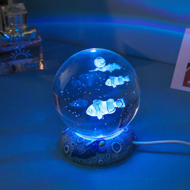 Stornfield | AquaGlobe Crystal Ball Night Light | Underwater World LED Lamp | Mood Light & Home Decor