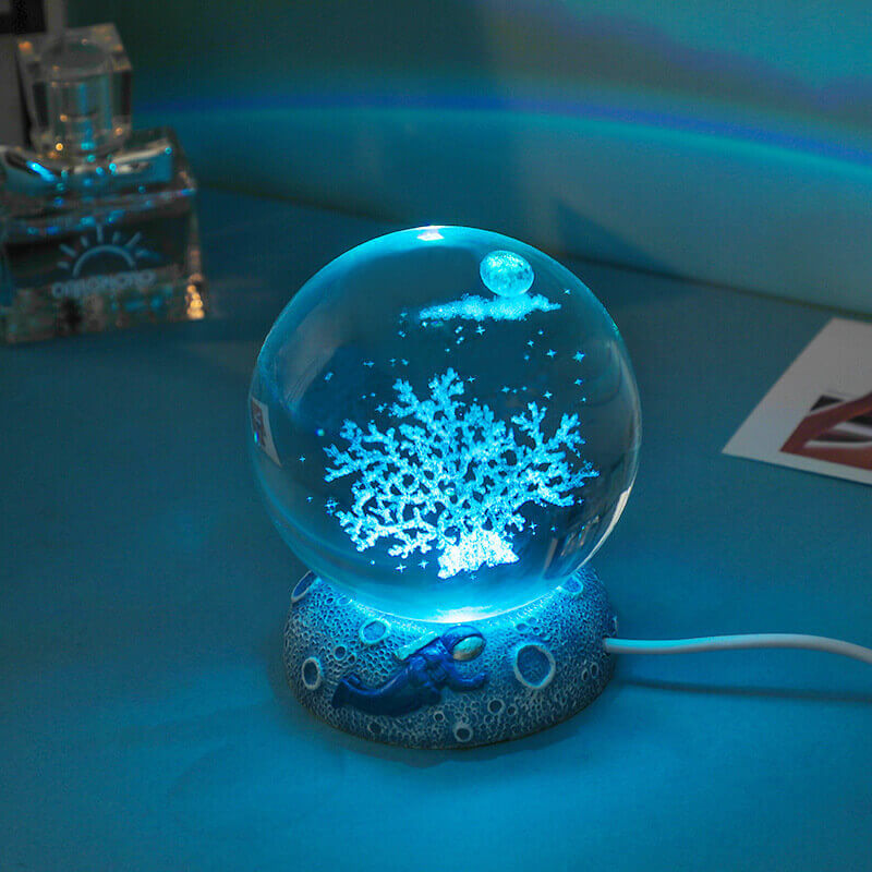 Stornfield | AquaGlobe Crystal Ball Night Light | Underwater World LED Lamp | Mood Light & Home Decor