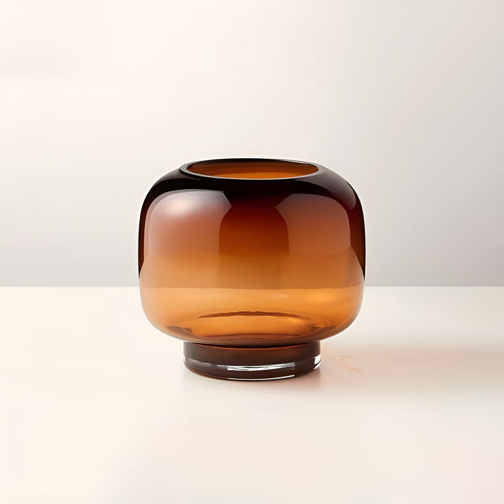 Glass Vase Hand Stornfieldown – Minimalistic and Decorative | Transparent Design for Flowers, Hydroponics and Modern Living Spaces in Amber | Stornfield