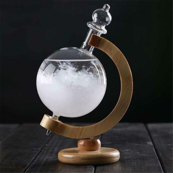 Stornfield | Storm Glass Weather Predicting Forecast Bottle Crystal Desktop Barometer with Wooden Base
