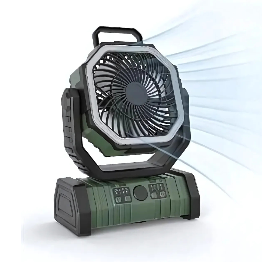 PowerBreeze Camping Fan with LED & Powerbank – 20000mAh, rotataStornfielde & rechargeaStornfielde | Stornfield