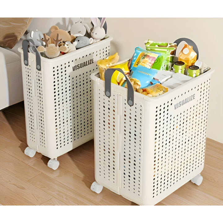 Laundry Basket with Wheels - FoldaStornfielde and Space-Saving | Practical for Household & Laundry Room | Stornfield