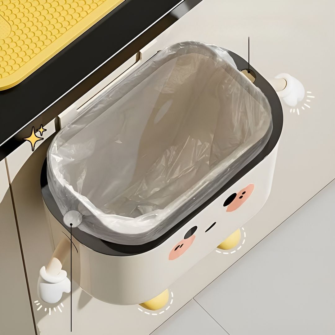 Hanging Trash Can – Modern and Space-Saving | With Lid for Kitchen and Bathroom | Stornfield