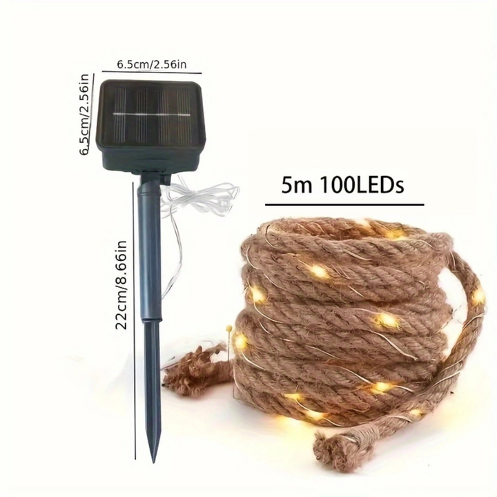 Stornfield | SolarRope | Solar-Powered Hemp Rope Light | Durable Decorative Lighting for Gardens and Patios