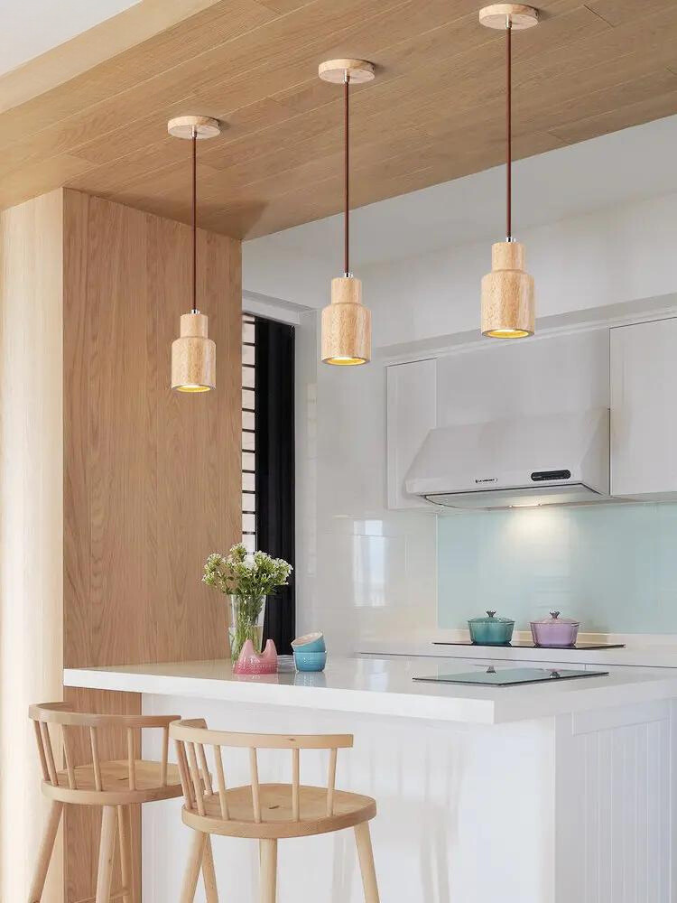 Stornfield | Scandinavian Wooden Pendant Light – Minimalist Design for Living Room and Bedroom | Natural Wood Look
