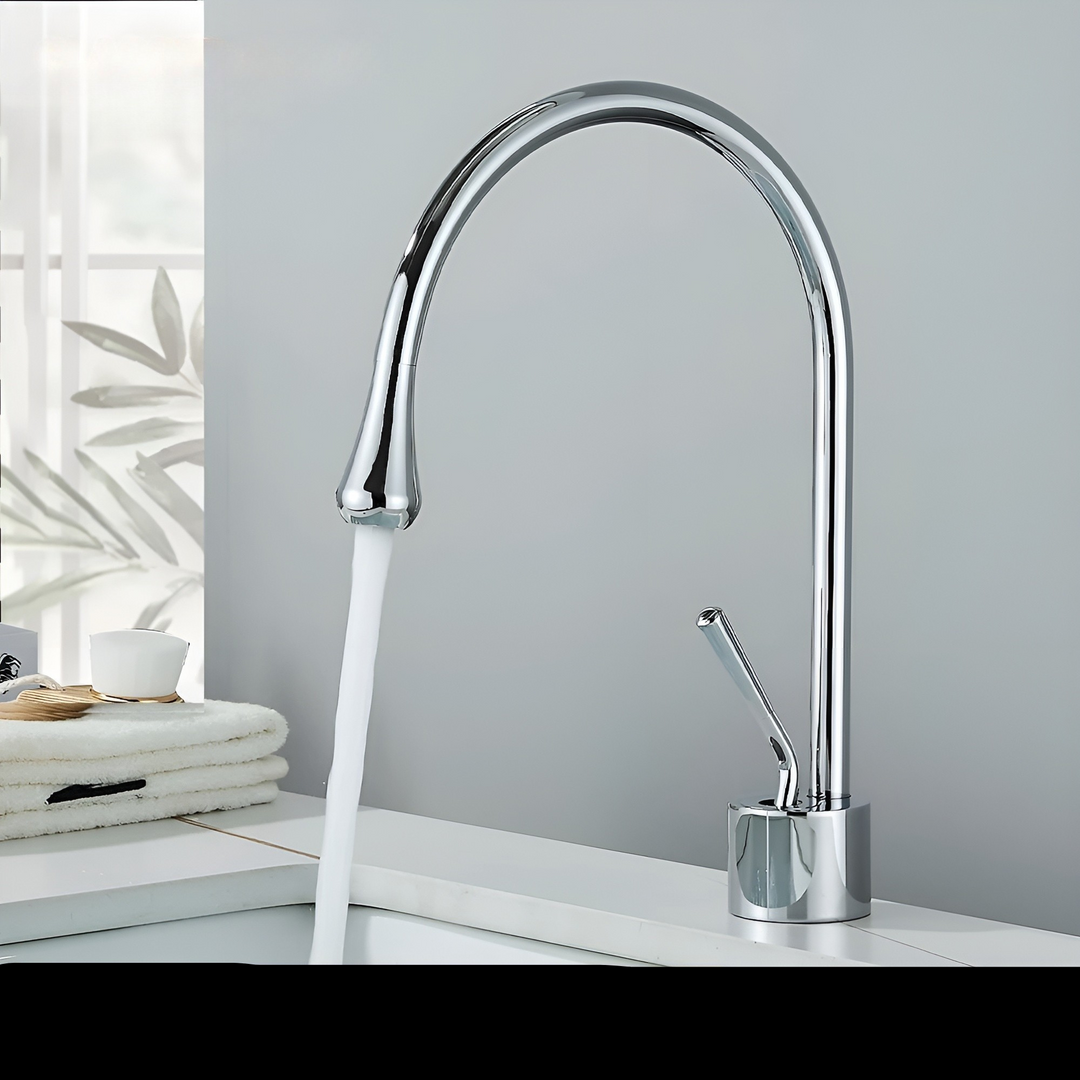 Washbasin tap in brushed look – countertop tap, hot-cold mixer, brass fitting for the living area | Stornfield