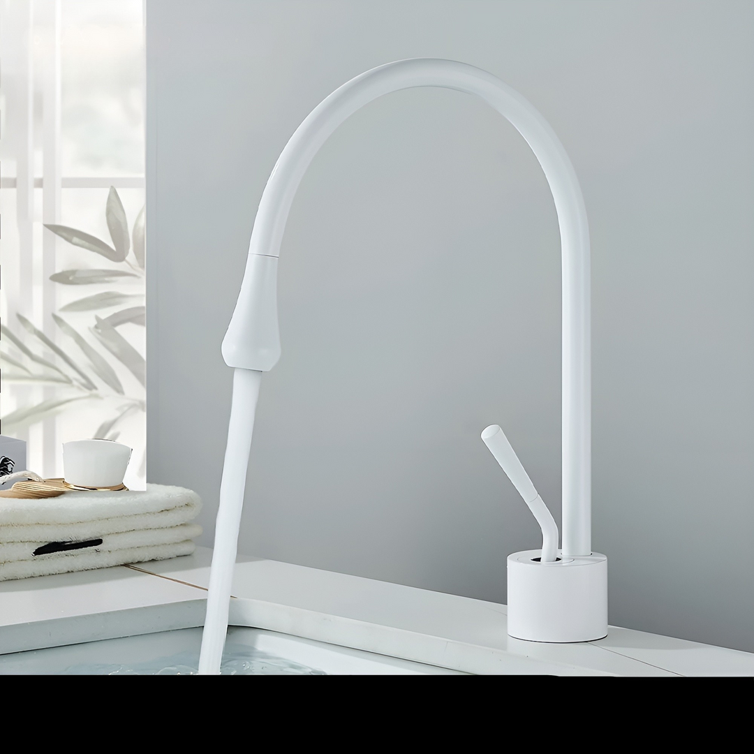Washbasin tap in brushed look – countertop tap, hot-cold mixer, brass fitting for the living area | Stornfield