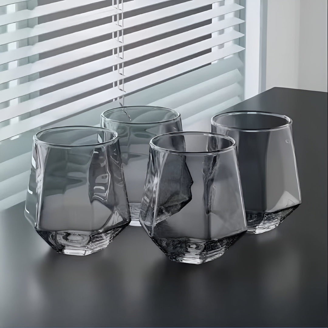 Glass Cup in Transparent Design, 4-Piece Set – Stylish and Decorative Design | 300 ml Glass Cup for Water, Juice, and Tea | Stornfield