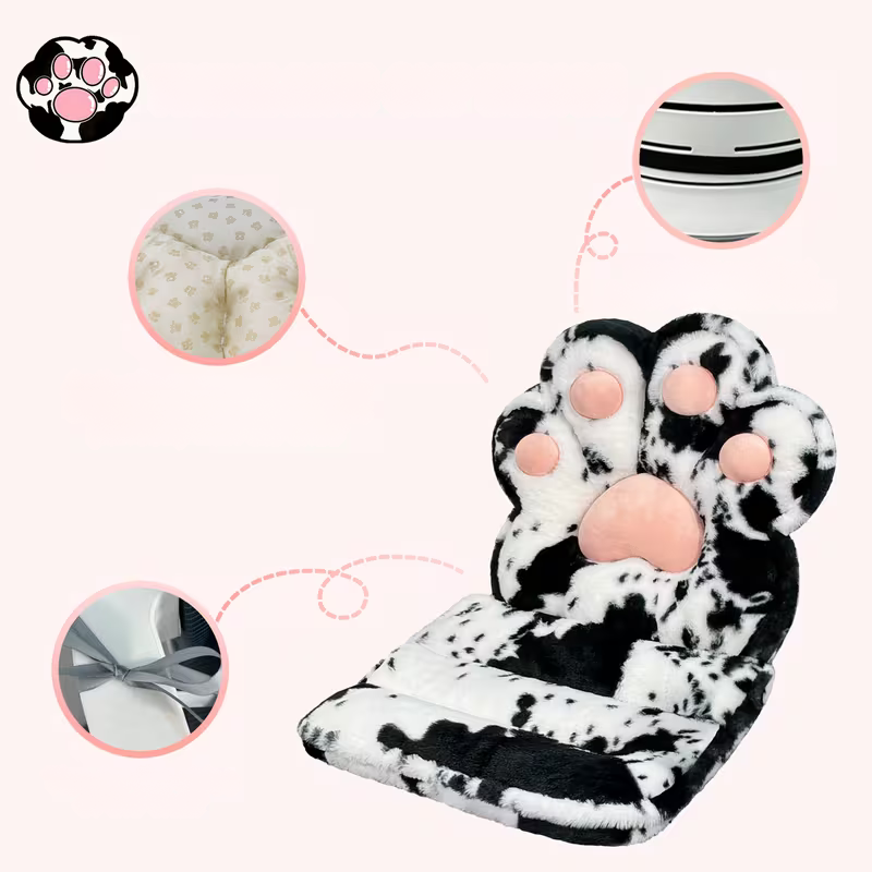 L-shaped cat paw cushion – cuddly and soft | Fluffy seat cushion for gaming chairs and sofas | Stornfield