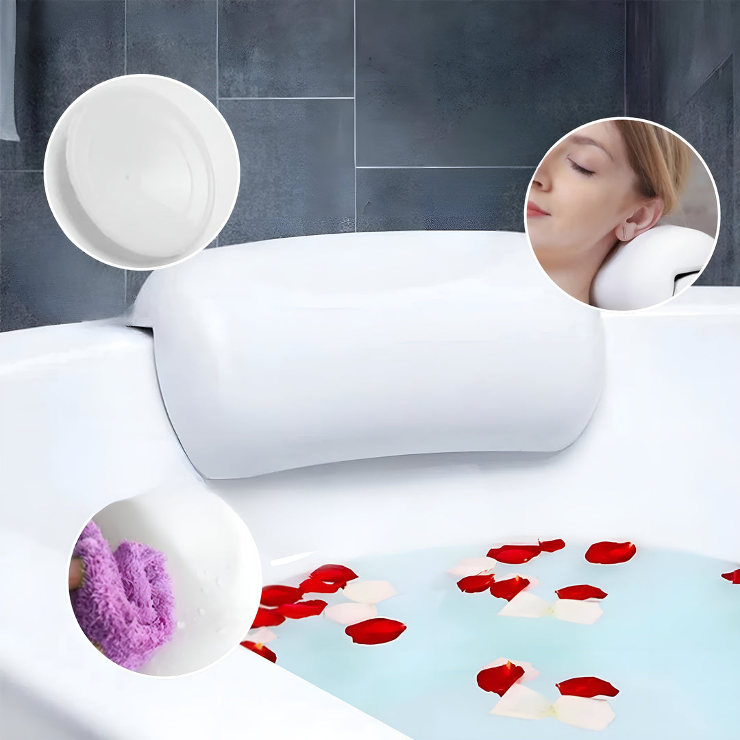 Bathtub pillow – Waterproof & Non-slip | Soft Memory Foam Head & Back Cushion with Suction Cups | Stornfield