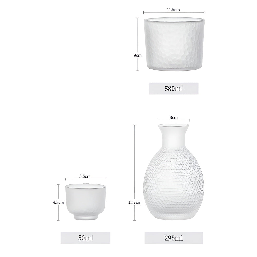 Japanese Sake Set made of glass – Elegant carafe with cups | Perfect for wine, whisky & liqueur | Stornfield
