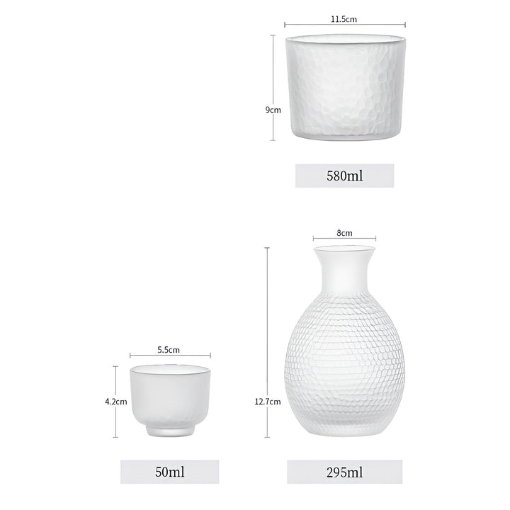 Japanese Sake Set made of glass – Elegant carafe with cups | Perfect for wine, whisky & liqueur | Stornfield