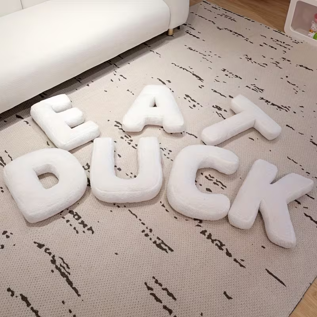 White Letter Decorative Pillow – Soft And Versatile | Creative Pillows For Your Sofa And Bed | Stornfield