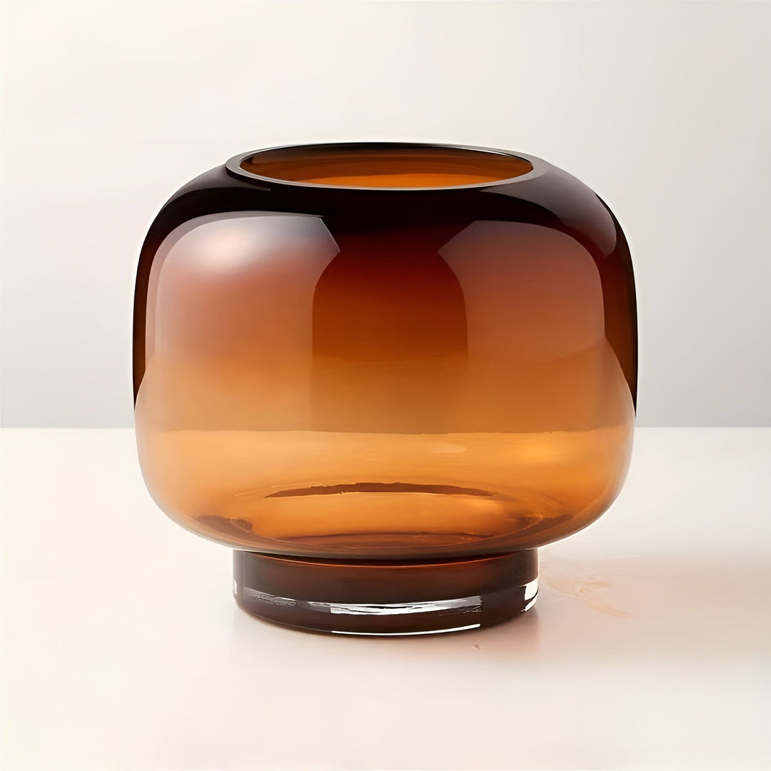 Glass Vase Hand Stornfieldown – Minimalistic and Decorative | Transparent Design for Flowers, Hydroponics and Modern Living Spaces in Amber | Stornfield
