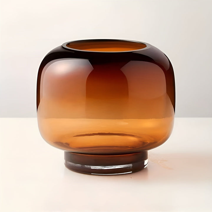 Glass Vase Hand Stornfieldown – Minimalistic and Decorative | Transparent Design for Flowers, Hydroponics and Modern Living Spaces in Amber | Stornfield