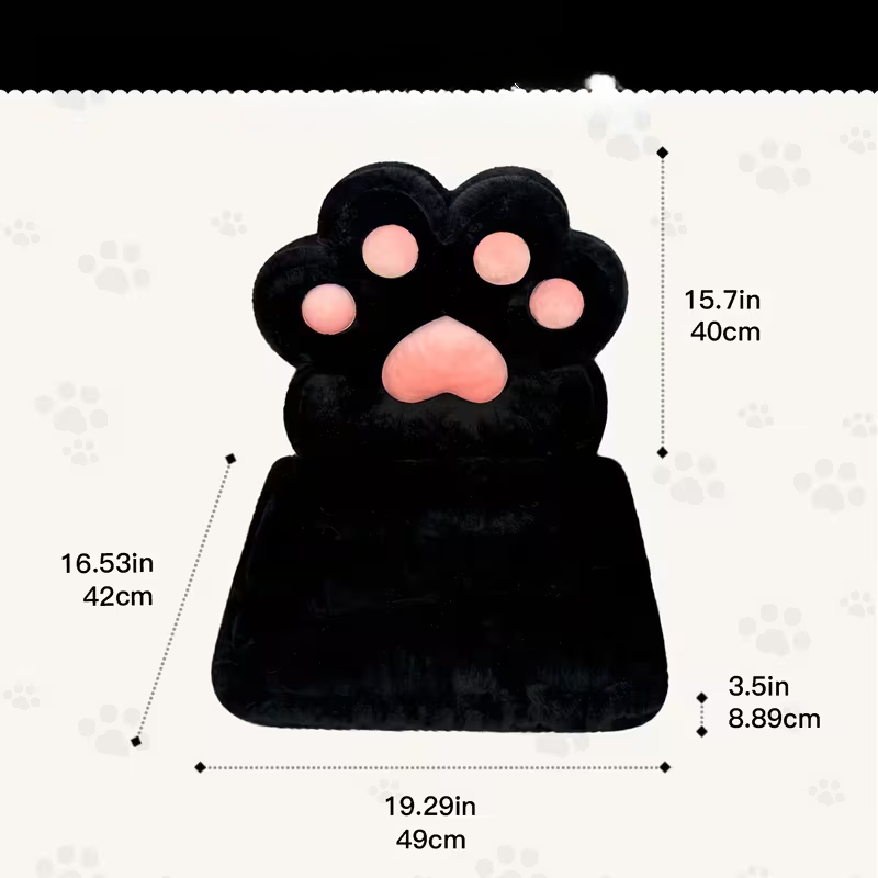 L-shaped cat paw cushion – cuddly and soft | Fluffy seat cushion for gaming chairs and sofas | Stornfield