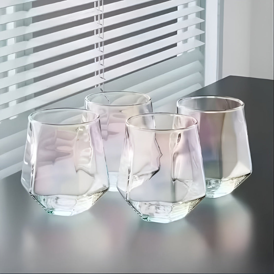 Glass Cup in Transparent Design, 4-Piece Set – Stylish and Decorative Design | 300 ml Glass Cup for Water, Juice, and Tea | Stornfield
