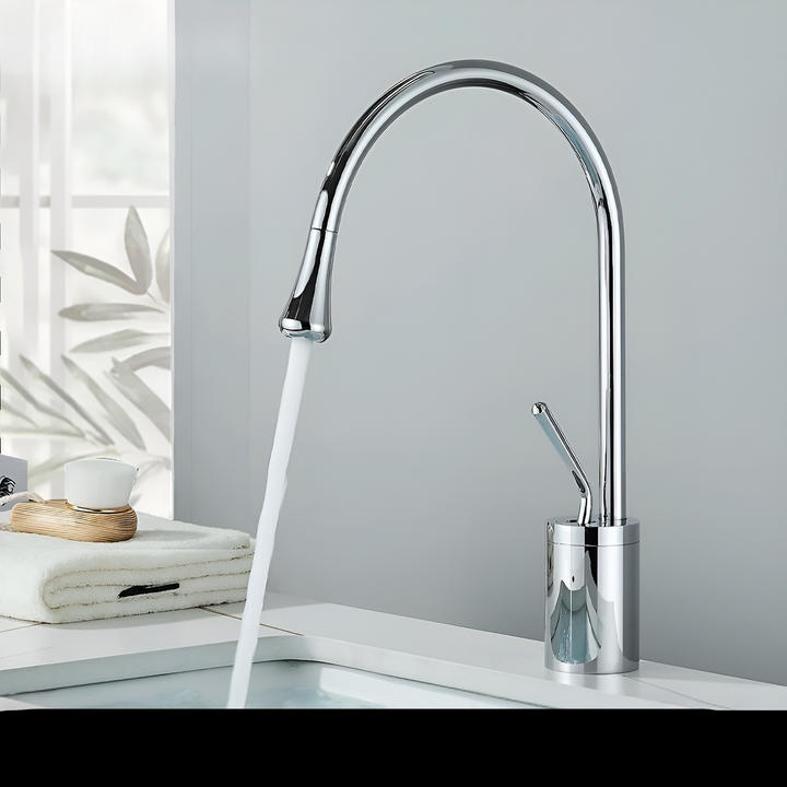Washbasin tap in brushed look – countertop tap, hot-cold mixer, brass fitting for the living area | Stornfield