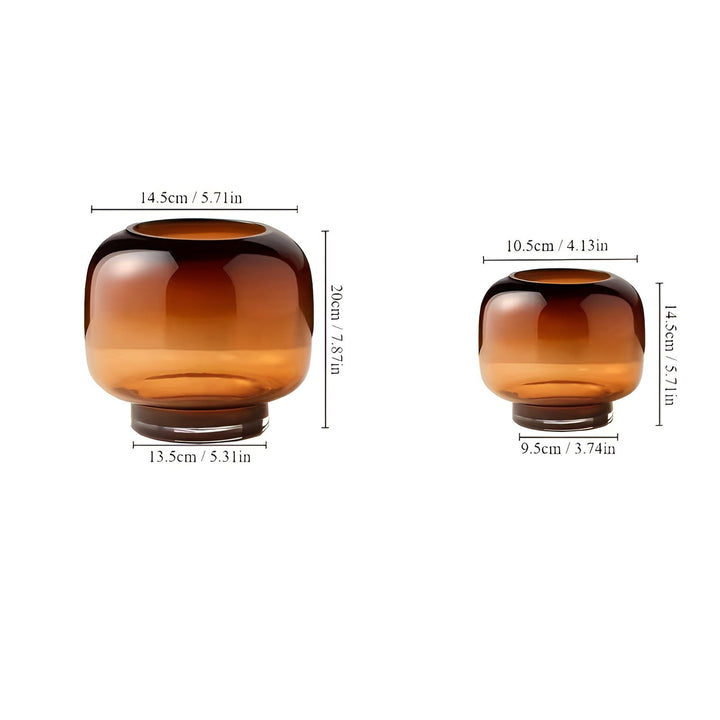 Glass Vase Hand Stornfieldown – Minimalistic and Decorative | Transparent Design for Flowers, Hydroponics and Modern Living Spaces in Amber | Stornfield