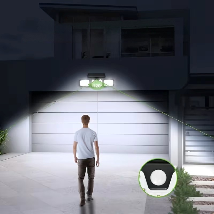 Solar wall light with motion sensor – Bright outdoor lighting with 3 light modes | Weatherproof IP44 for garden, yard and garage | Stornfield