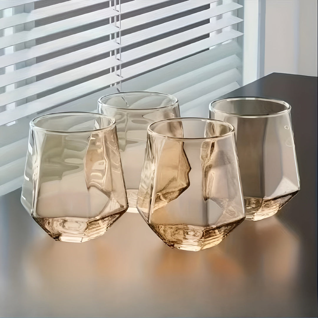 Glass Cup in Transparent Design, 4-Piece Set – Stylish and Decorative Design | 300 ml Glass Cup for Water, Juice, and Tea | Stornfield
