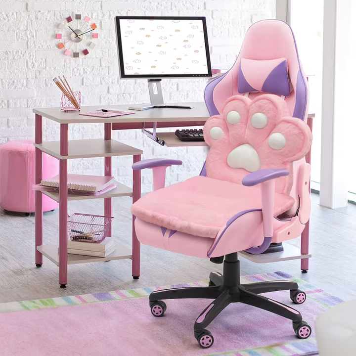 L-shaped cat paw cushion – cuddly and soft | Fluffy seat cushion for gaming chairs and sofas | Stornfield