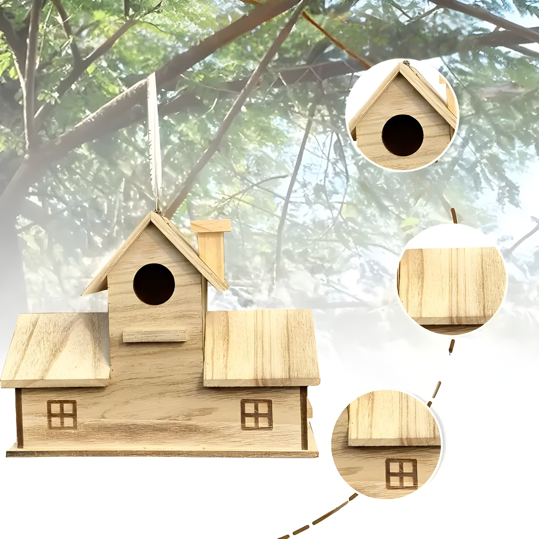 WoodlandBird House- Wooden Hanging Birdhouse with 3-Hole | Stornfield
