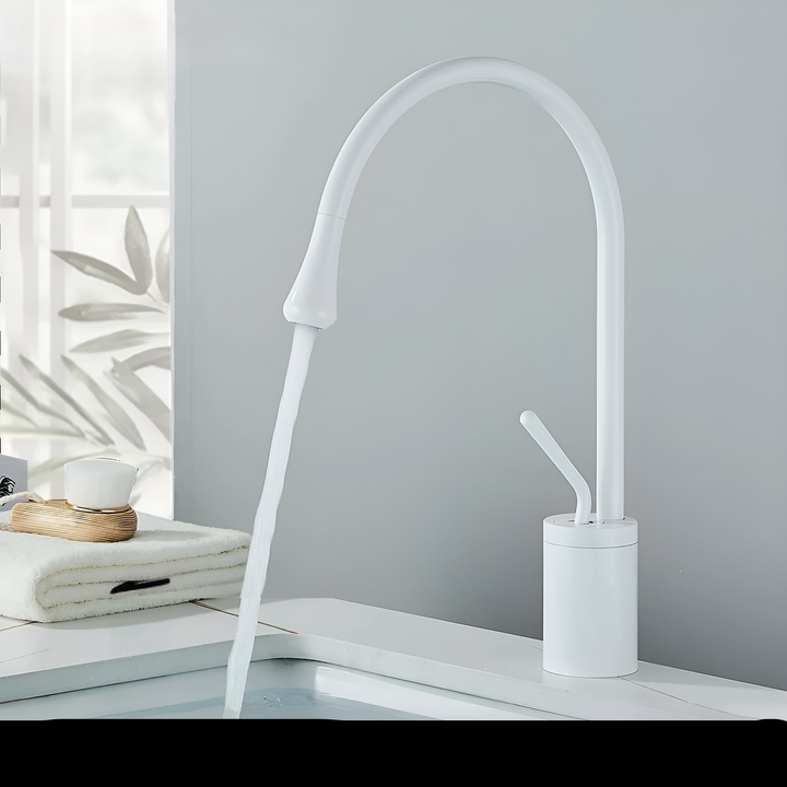 Washbasin tap in brushed look – countertop tap, hot-cold mixer, brass fitting for the living area | Stornfield