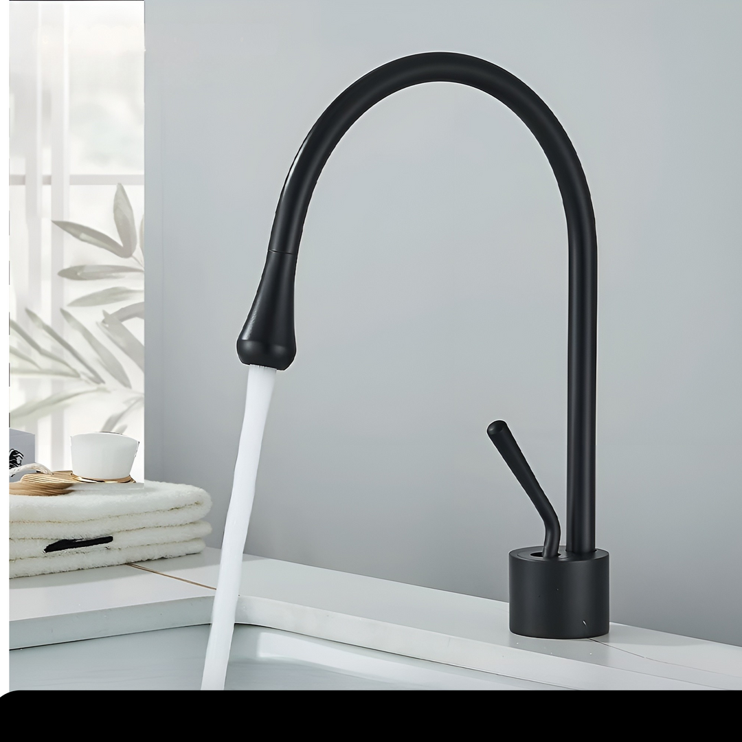 Washbasin tap in brushed look – countertop tap, hot-cold mixer, brass fitting for the living area | Stornfield