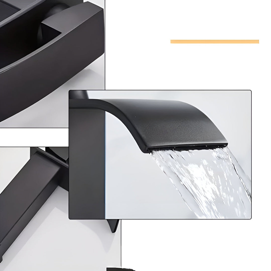Sink faucet made of stainless steel – waterfall spout with hot and cold water | single hole mixer tap in Stornfieldack for bathroom | Stornfield