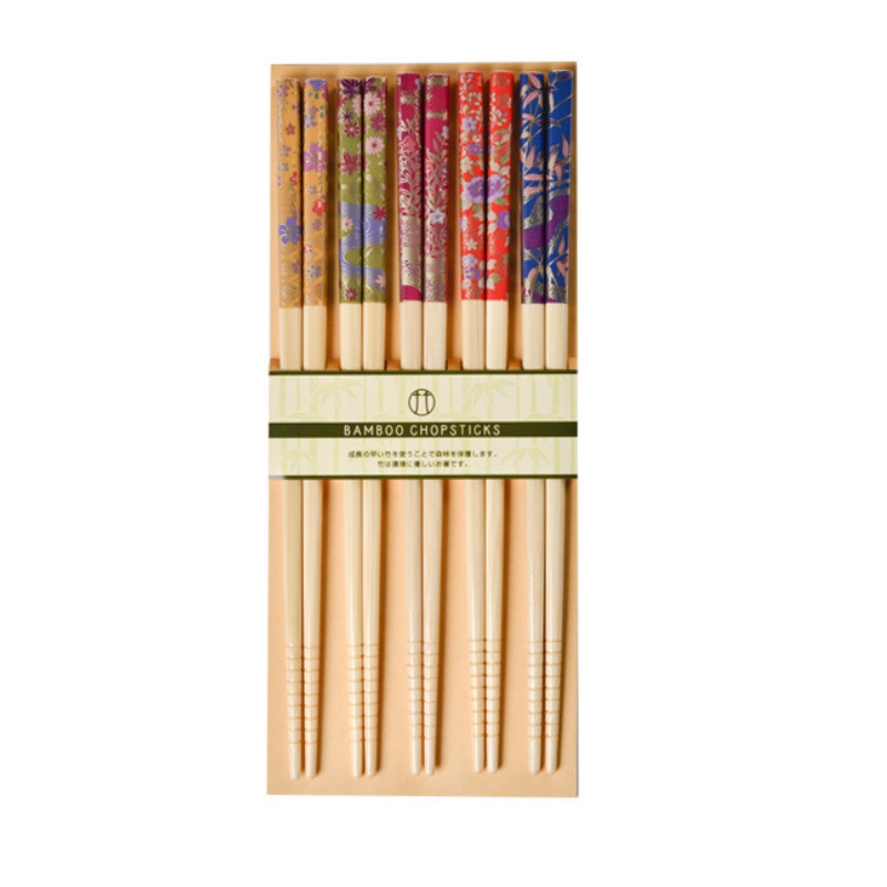 Japanese Botanical Handcrafted Bamboo Chopsticks Set of 5 | Stornfield