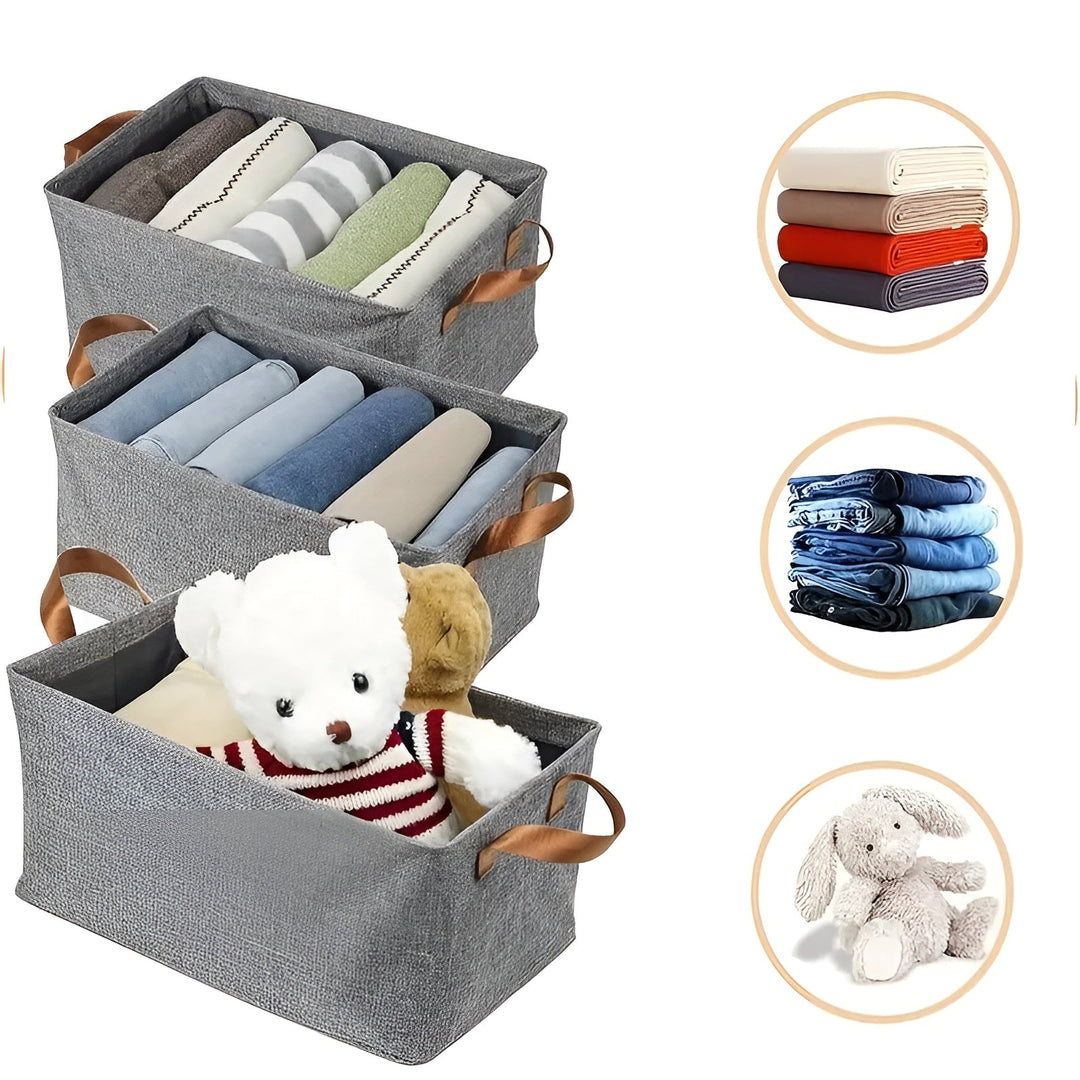 FoldaStornfielde storage baskets – Practical 3-piece set | Ideal for clothes, toys and more | Stornfield