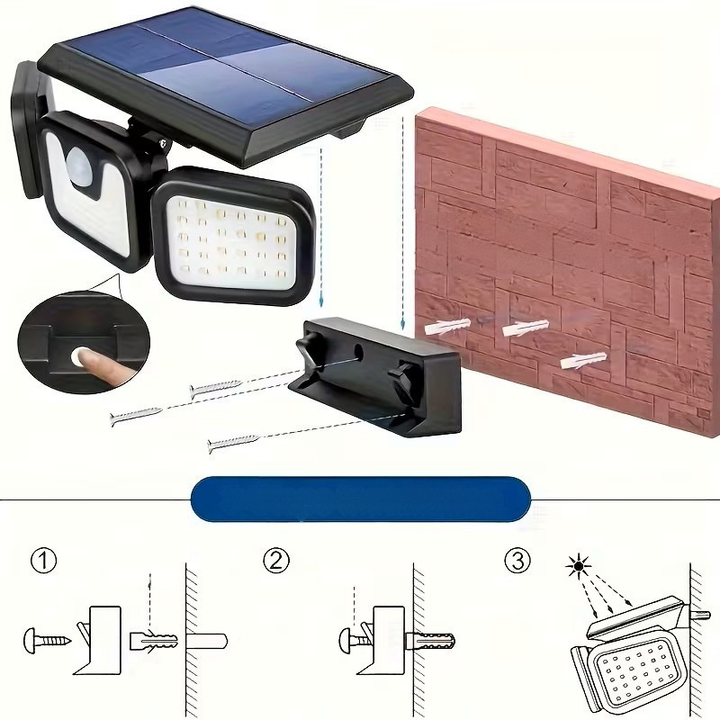Solar wall light with motion sensor – Bright outdoor lighting with 3 light modes | Weatherproof IP44 for garden, yard and garage | Stornfield