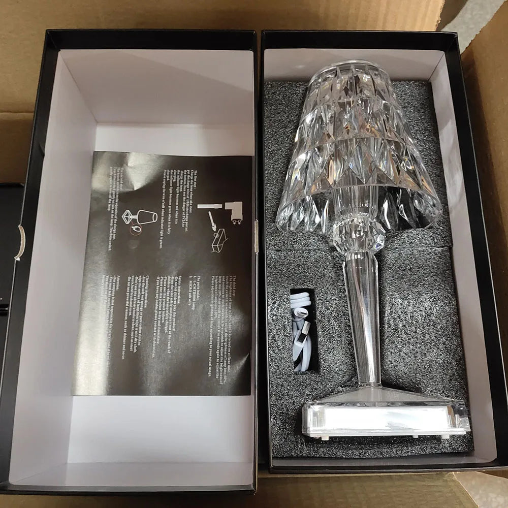Acrylic Crystal Table Lamp – Artistic Design, Dimmable, Energy Saving, Ideal for Living Room or Bedroom | Stornfield