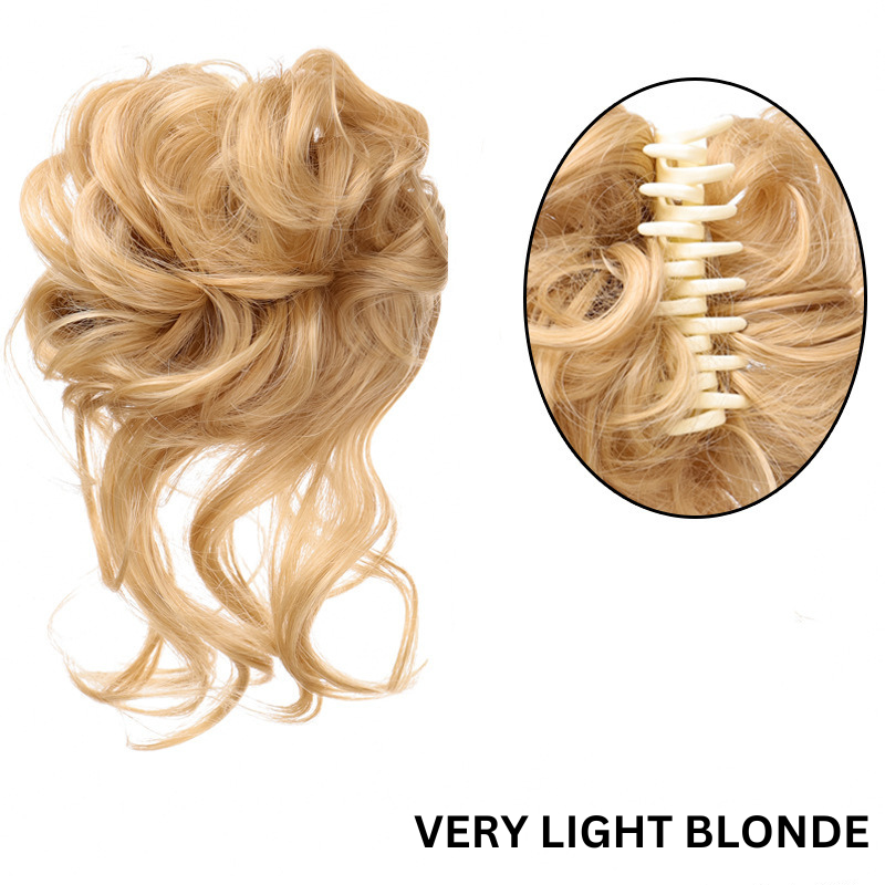 Messy Bun Hair Wavy Curly with Claw Clip Super Natural Look Stornfield